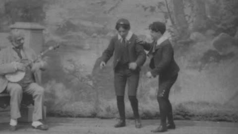 Foxy Grandpa Plays Banjo As Well As He Dances (1902 Original Black & White Film)