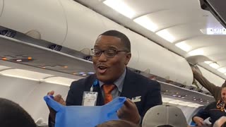 Jetblue Flight Attendant Singing "Throw Away Your Masks"