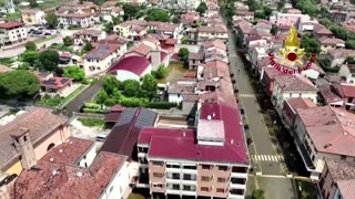 Drone footage shows scale of Italy's flooded towns