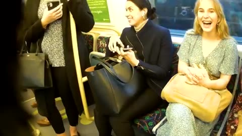 Viral video spreading the joy of Laughter on a train.