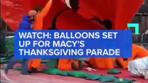 WATCH: BALLOONS SETUP FOR MACY'STHANKSGIVING PARADE