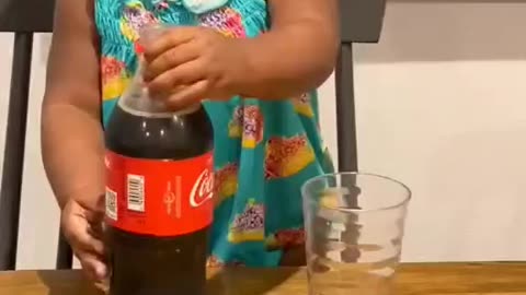 Cute Baby Pours Soda 🥤 | Least She got some into the cup 😍😍