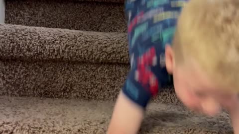 Younger Brother Loses Control Belly Sliding After Older Brother