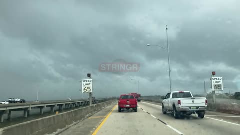 Driving Across Mobile Bay In Hurricane Zeta