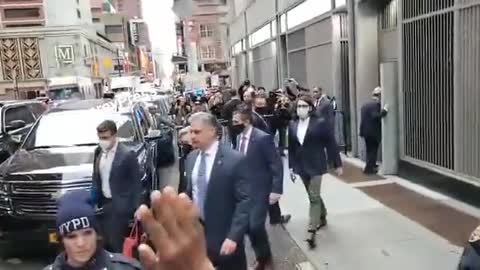 Protesters chanting "Lock her up" at Hillary Clinton in New York
