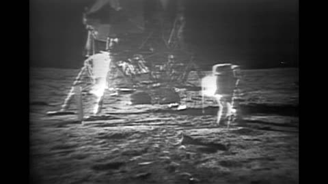 This two-minute video montage shows highlights of the Apollo 11 moonwalk.