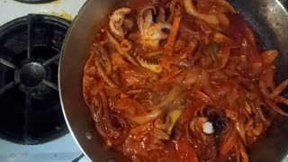 Kaido's Korean Style Spicy Octopus, Squid & Mushrooms.