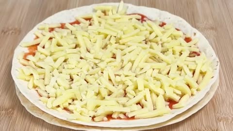 Tortilla pizza with lots of pepperoni ASMR