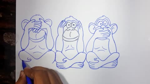 Gandhiji 3 Monkey drawing // Mahatma Gandhi Principle Drawing // 3 Bandar Drawing // Gandhi Jayanti