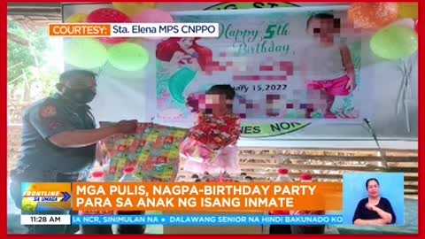Mga pulis, nagpa-birthday party para sa anak ng inmate.