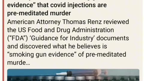 ATTORNEY THOMAS RENZ “SMOKING GUN” EVIDENCE ~COVID INJECTIONS ARE PREMEDITATED MURDER