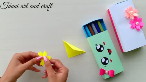 How to make a paper pencil box _ DIY paper pencil box idea _Easy Origami box tutorial _ Origami
