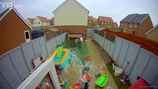 Garden Pond Bursts Causing Backyard Tsunami