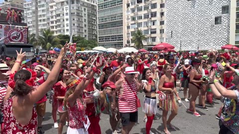 Brazil Carnival beach party Rio do Janeiro Feb 2023 Copacabana beach