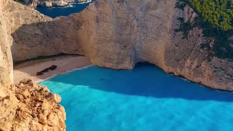 Shipwreck Beach in Navagio Bay is the hallmark of the Greek island of Zakynthos