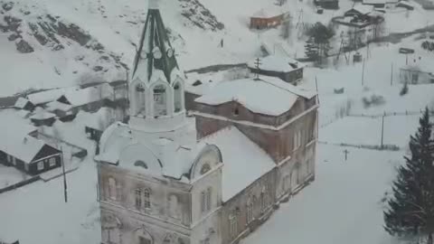 Beautiful frozen tundra of a small town