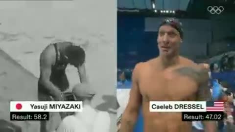 Past vs the present 100m swim freestyle final 1932 Los Angeles vs 202 Tokyo 2020