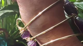 Amethyst and Brass Bangle Bracelet, Jewelry Making