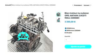 ALLOMOTEUR.COM - Bloc moteur nu culasse OPEL ANTARA 2.0CDTI 150cv Z20DMH