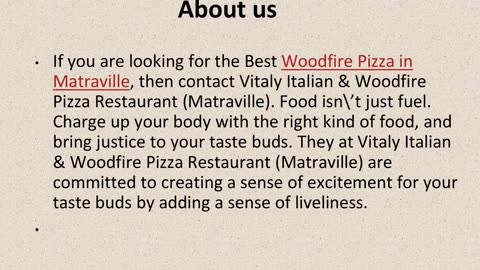 Best Woodfire Pizza in Matraville.