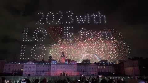 LONDON New Year's Eve 2023 4K _ Complete Drone show - Fireworks show