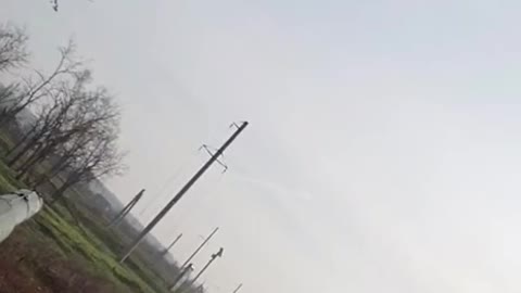 Russian ATGMs overflying near a V.S.U. tank