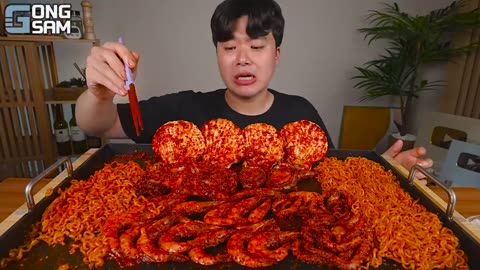 ASMR MUKBANG | FIRE Noodle & Spicy Seafood boil & Octopus | COOKING & EATING SOUND! | GONGSAM 이공삼