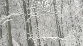 Snow covered ride up the Pocono Mountains.