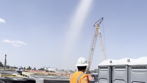 Tall Tornado Hits Close to Job Site