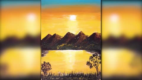 Beautiful sunset scenery acrylic painting - Must watch full video