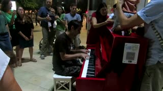 Public Piano at the Habima Square Tel Aviv