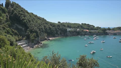 lerici liguria italy view of the bay the green hills arrive close to the crystal
