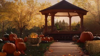 Cozy Pumpkin Patch Ambience | Autumn/Fall sounds, Relaxing music Crackling fire, Birds singing