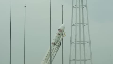 Antares Rocket Raised on Launch Pad