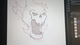 Drawing a Flaming Skull