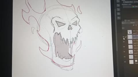 Drawing a Flaming Skull