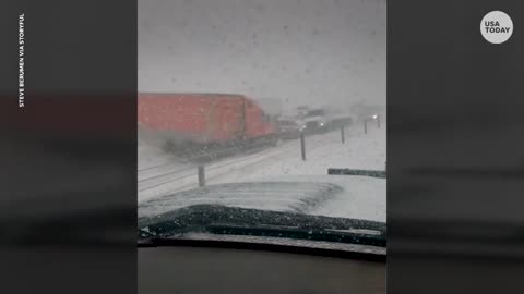 Interstate closure: Jackknifed semi-truck, pileup shut down I-25 | USA TODAY