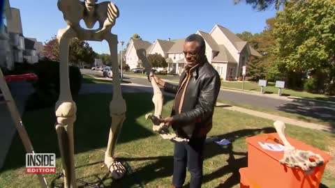 Woman Steals Giant Skeleton Halloween Decoration