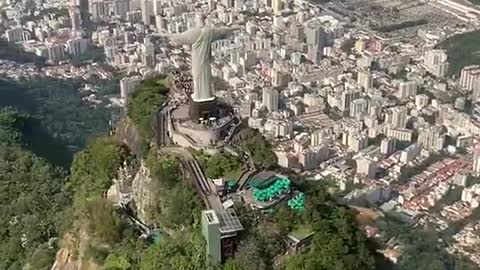 Aerial view Christ the Redeemer Rio de Janeiro Brazil