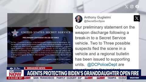 Secret Service agents fire shots protecting Biden's granddaughter in SUV break in | LiveNOW from FOX