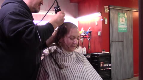 Female Head Shaving