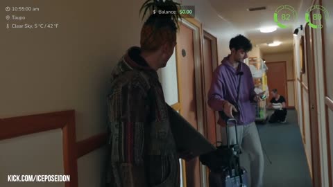 Sam Peppers Pranks Ice Poseidon in the Hotel In New Zealand! LIVE on KICK