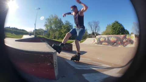 Guy Faceplants Pulling a Roller Skate Trick at Central Skatepark