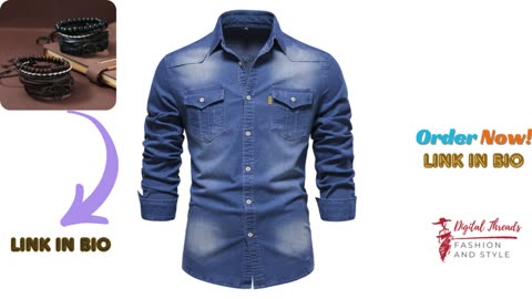 Elastic Cotton Denim Shirt High Quality Men Long Sleeve | #AliExpress #Amazon