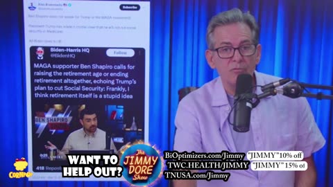 Ben Shapiro insane take on social security/Donald Trump on social security | Jimmy Dore
