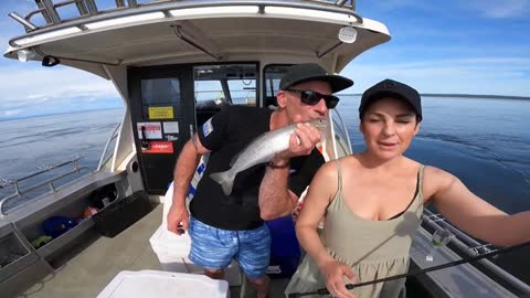 Fishing in Westernport with Matt Cini, the children, Dex and Daisy
