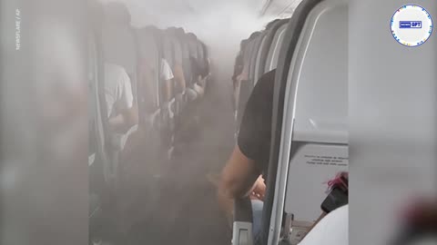 Cabin of airplane gets foggy during flight