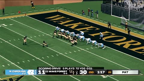 Wake Forest (6-3) VS. #15 UNC (8-1) Saturday November 12th 2022 Sim!!