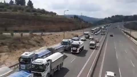 Convoy of Trucks Arrives in Jerusalem, Israel To Protest Against Covid Restrictions.