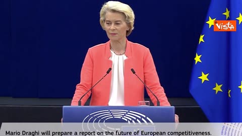 la sionista Ursula Von der Leyen🏳️‍🌈 pres.commis.UE dichiara il 13/9/2023:'Ho chiesto personalmente a Mario Draghi🏳️‍🌈,una delle più grandi menti economiche europee,un rapporto sulla futura competitività dell'UE'